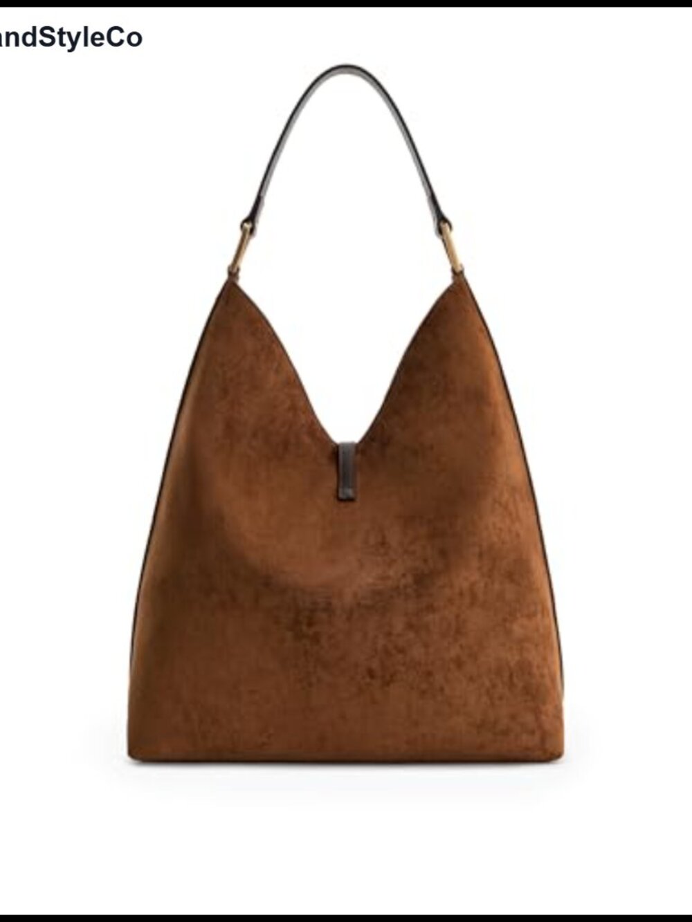 Faux Suede Shoulder Bag with Gold Hardware for Women โ Hobo Style Fits iPad - Picture 4 of 6